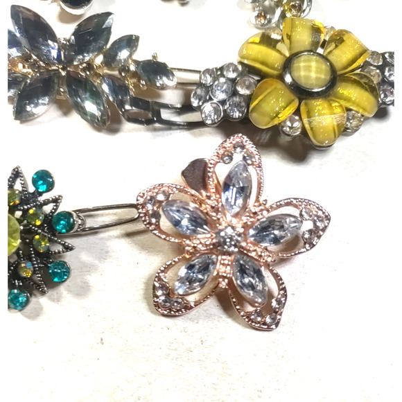 Hair Clip Barrettes Lot Of 7 Assorted Colors Metal Rhinestone Small - Picture 3 of 8